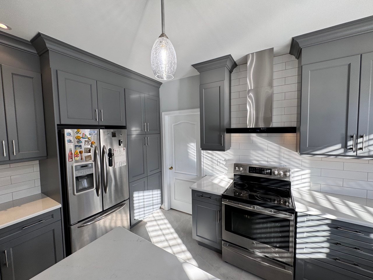 Grey kitchen with island