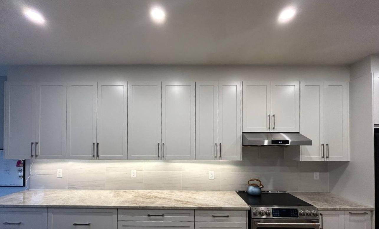 Granite countertop and backsplash